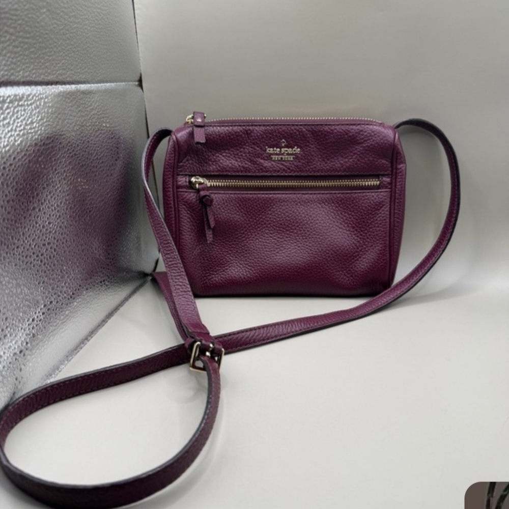 🍒 Kate Spade Street Cayli Mini Crossbody Plum Pebbled Leather | MSRP $228 - Picture 1 of 9